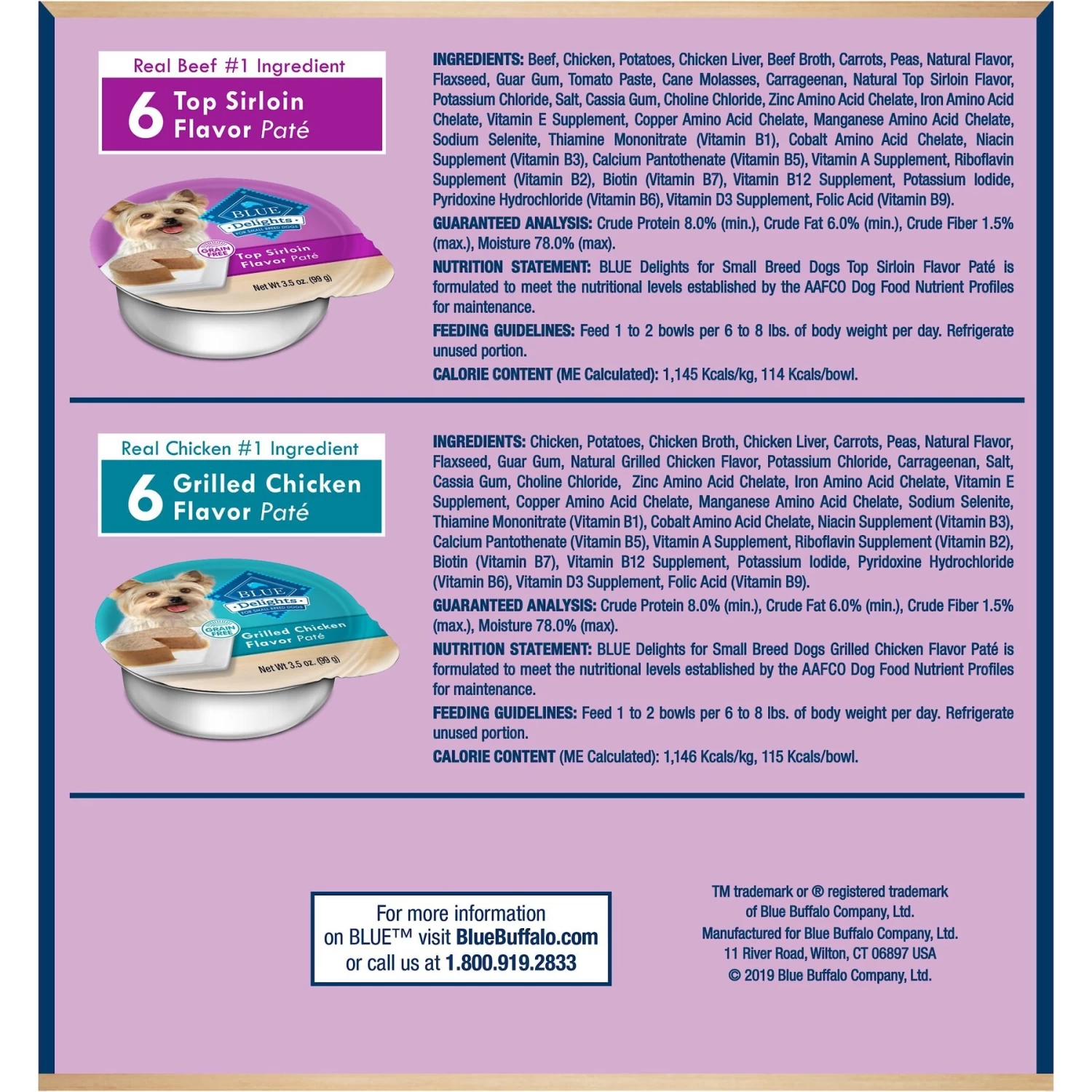 Blue Buffalo Divine Delights Pate Variety Pack Top Sirloin & Grilled Chicken Flavor Dog Food Trays - Image 2