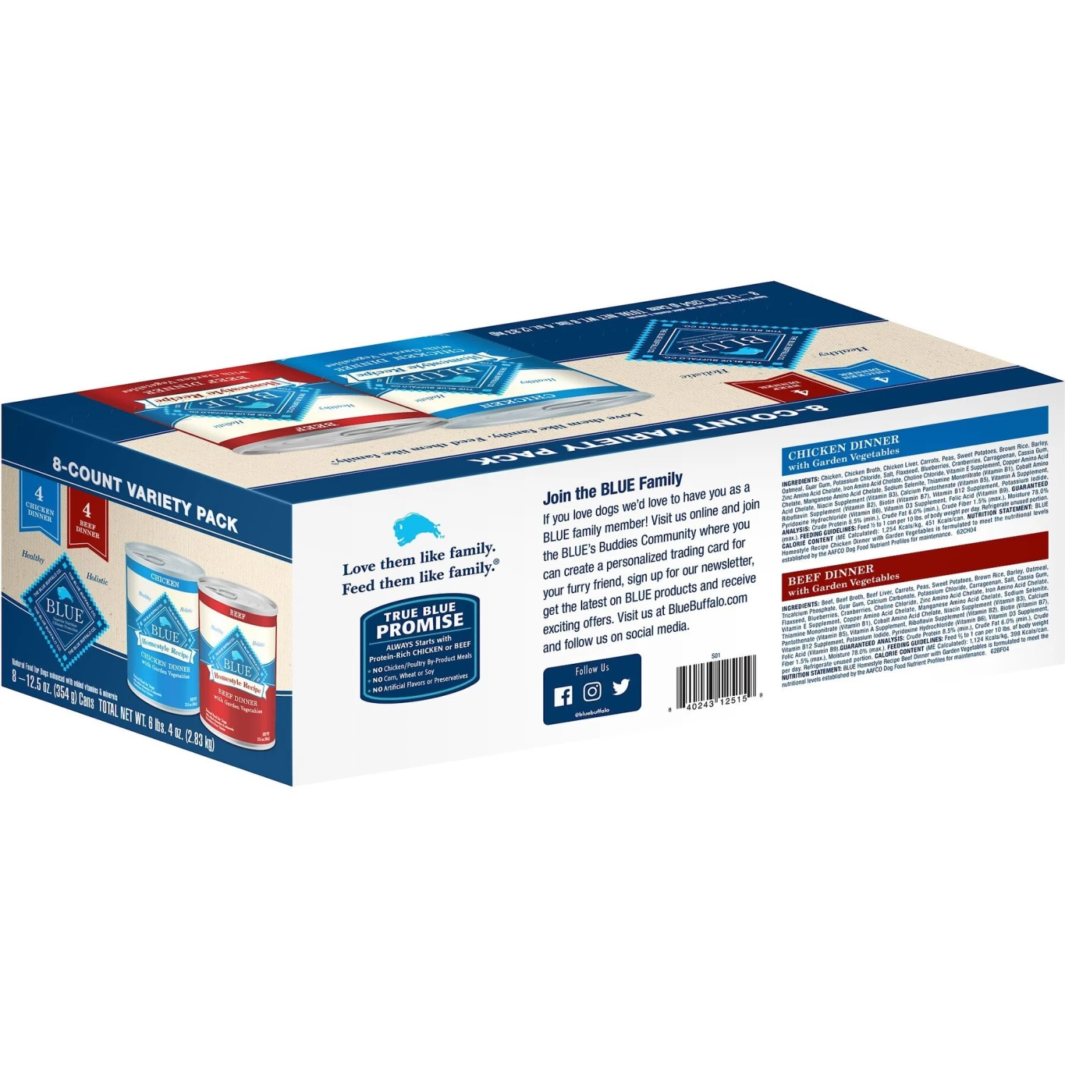 Blue Buffalo Homestyle Recipes Adult Variety Pack Chicken & Beef Dinner Canned Dog Food - Image 3