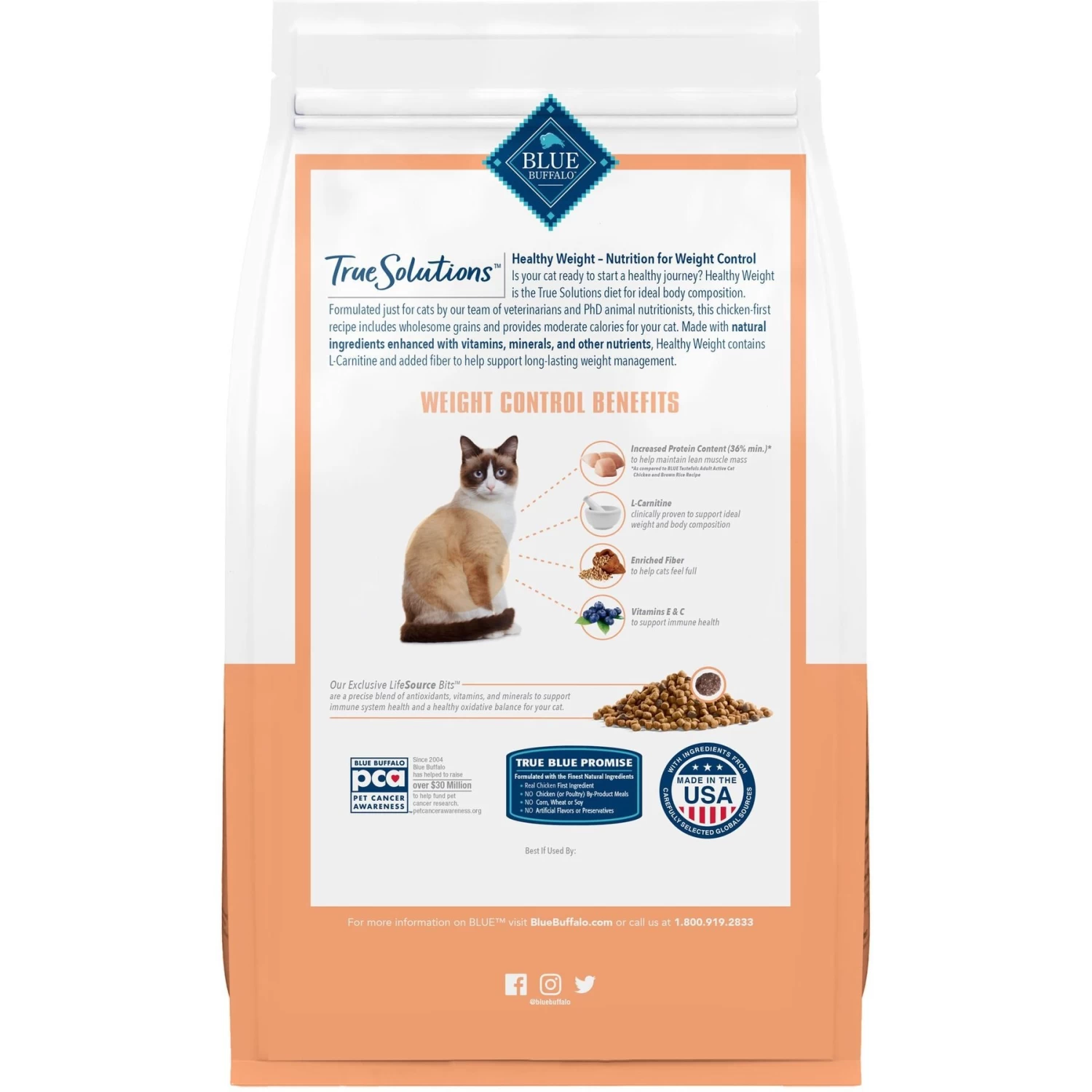 Blue Buffalo True Solutions Healthy Weight Natural Weight Control Chicken Adult Dry Cat Food - Image 2