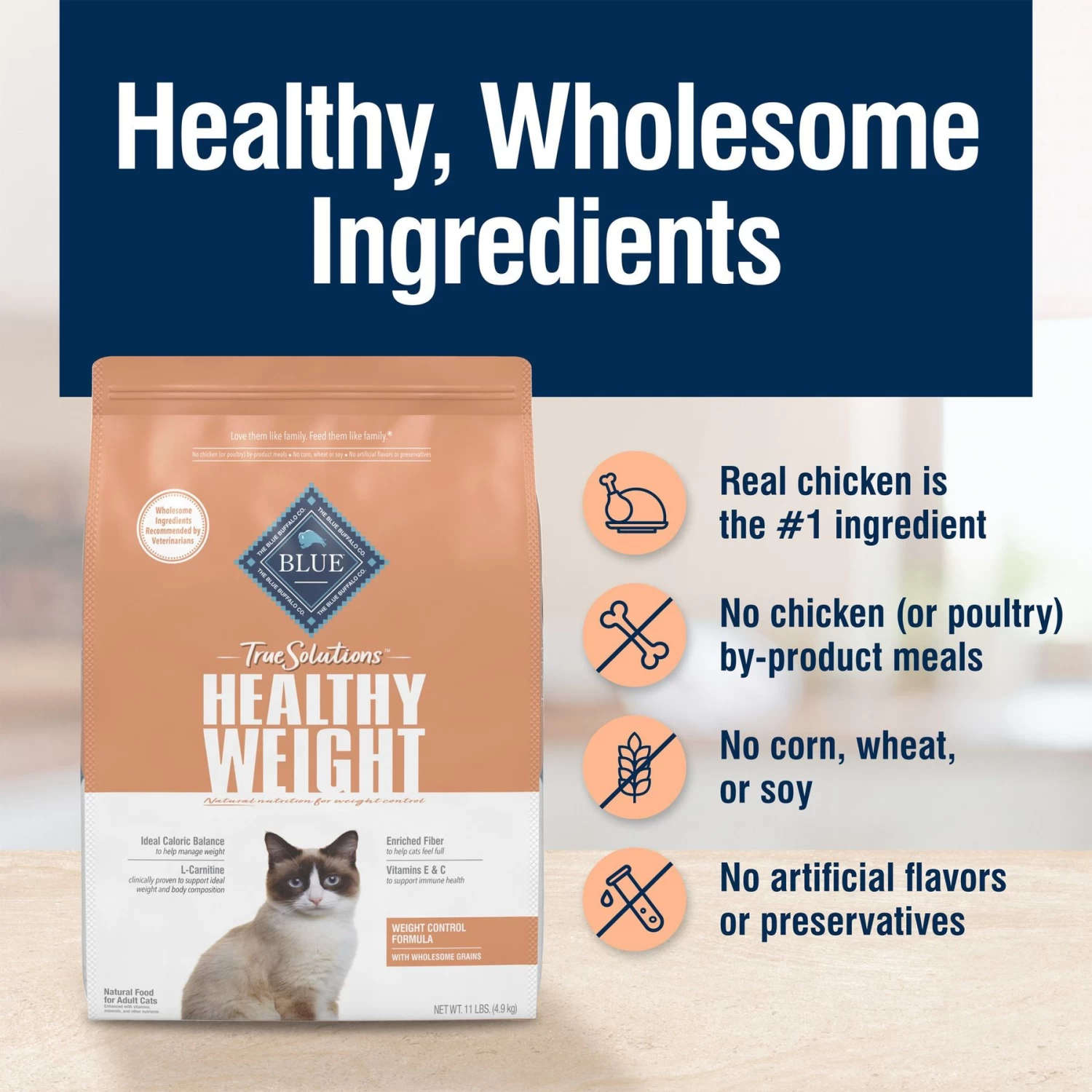 Blue Buffalo True Solutions Healthy Weight Natural Weight Control Chicken Adult Dry Cat Food - Image 6