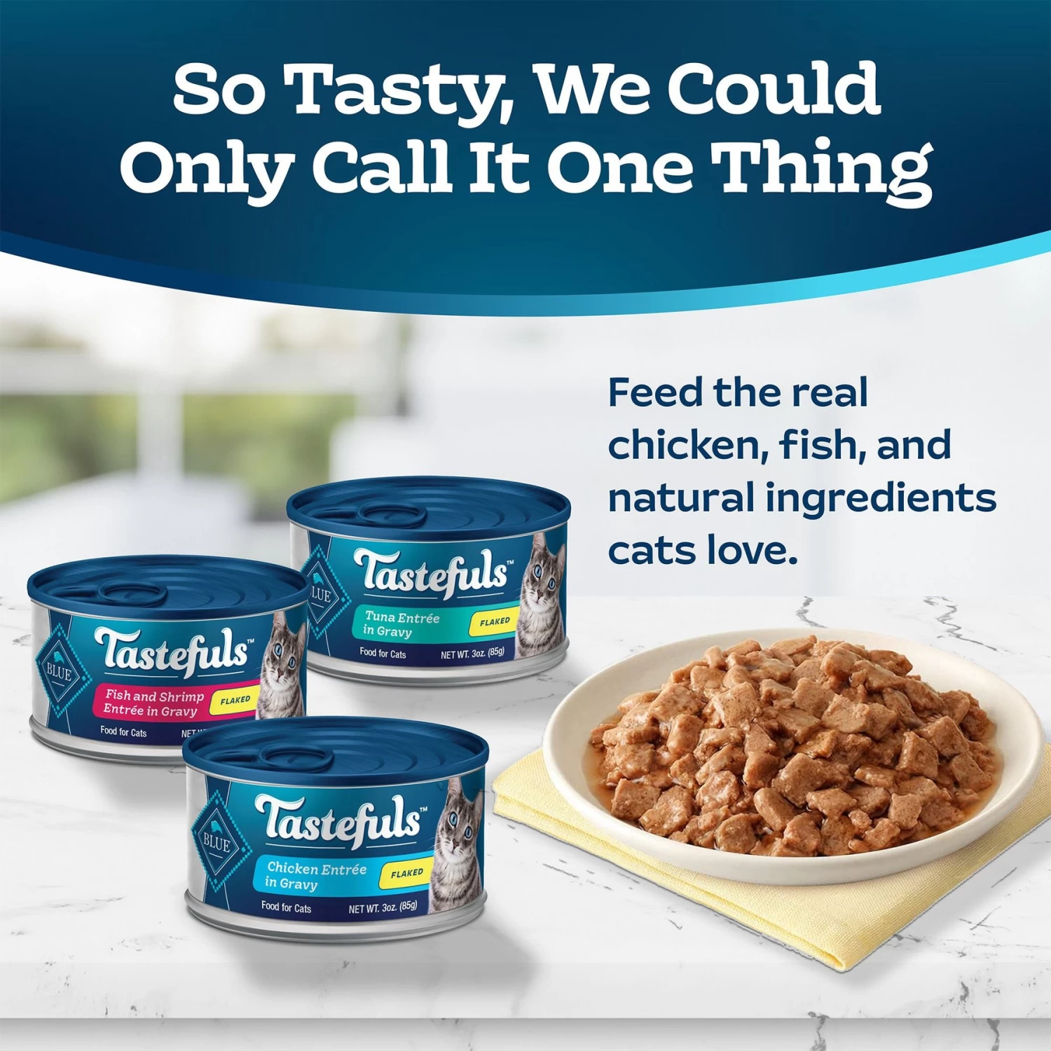 Blue Buffalo Tastefuls Tuna, Chicken, Fish & Shrimp Entrées Variety Pack Flaked Wet Cat Food - Image 3