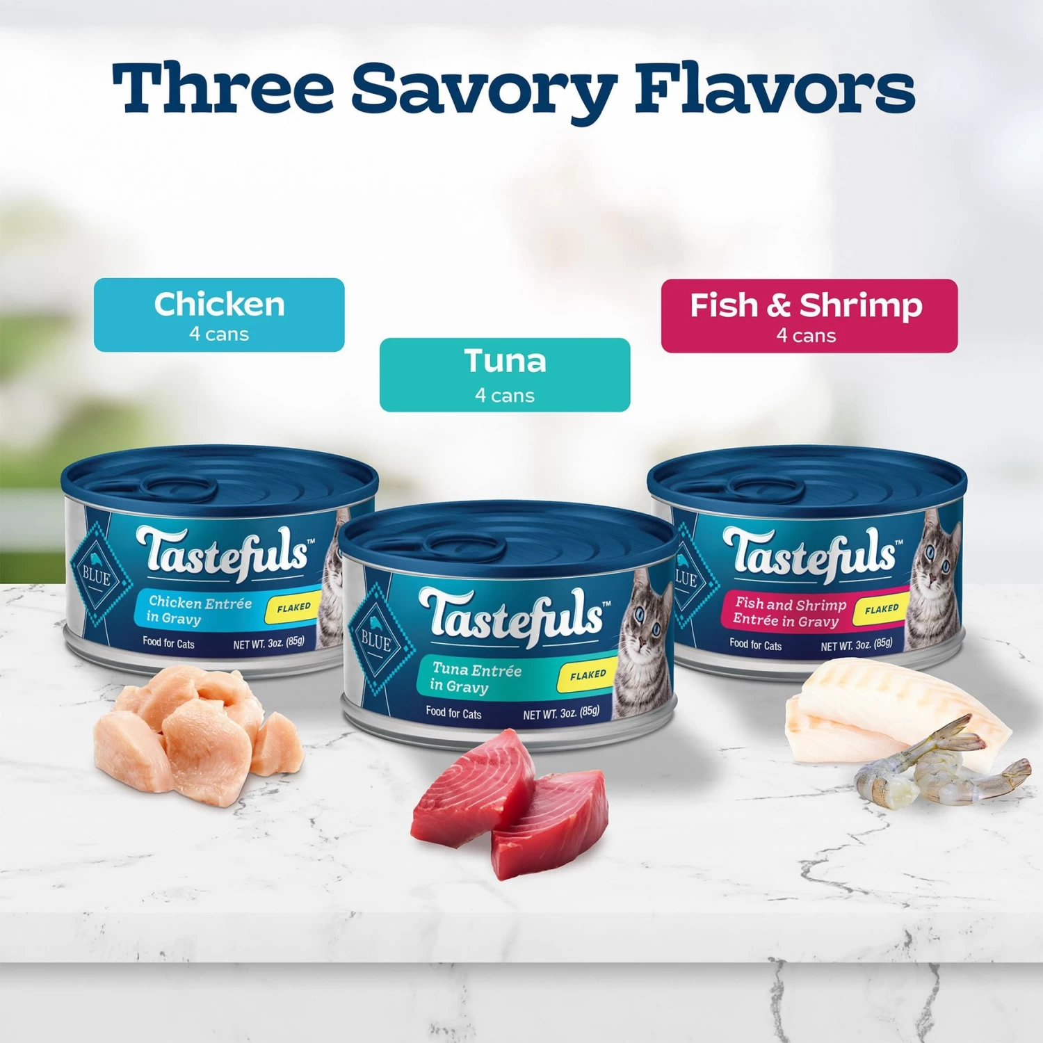 Blue Buffalo Tastefuls Tuna, Chicken, Fish & Shrimp Entrées Variety Pack Flaked Wet Cat Food - Image 4