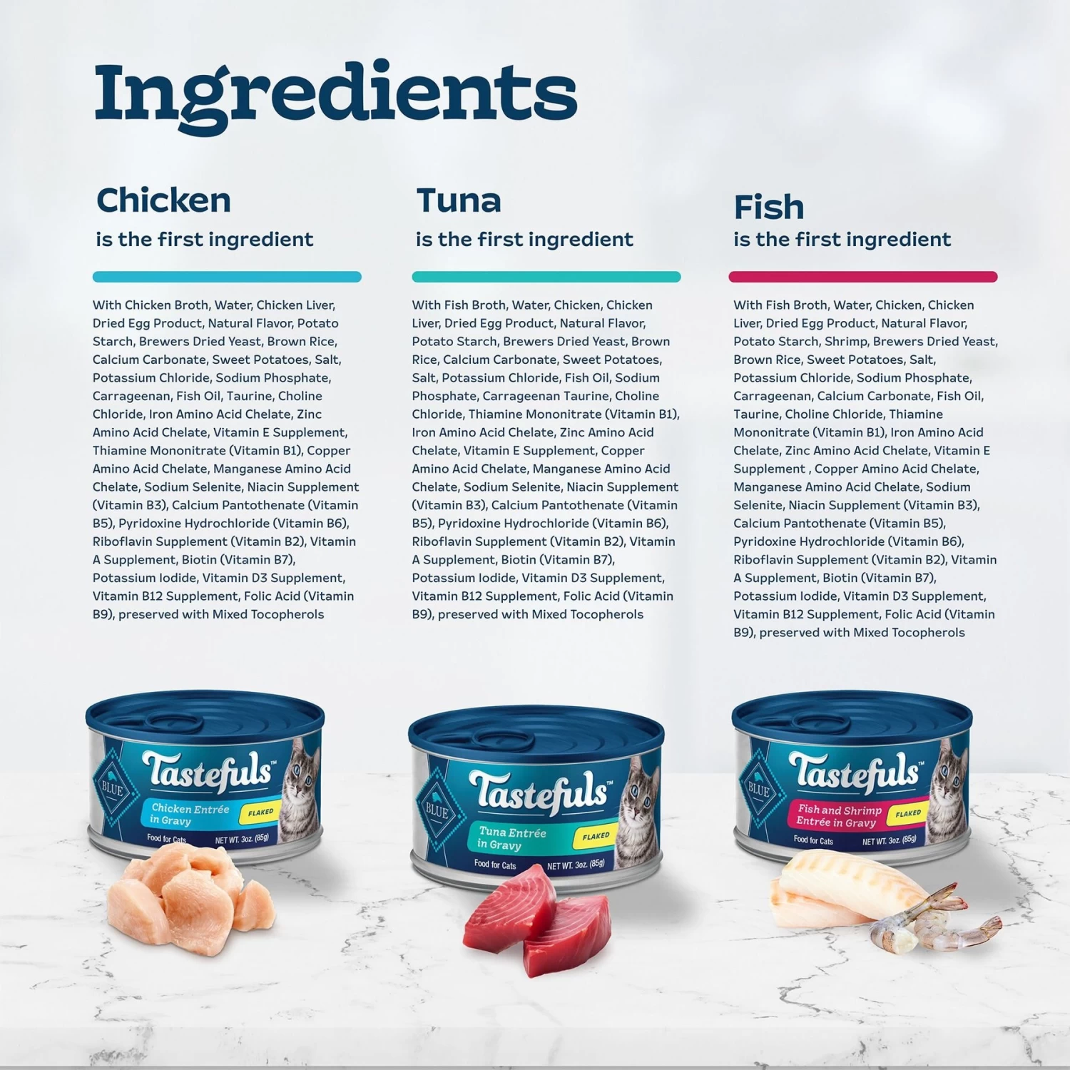 Blue Buffalo Tastefuls Tuna, Chicken, Fish & Shrimp Entrées Variety Pack Flaked Wet Cat Food - Image 5