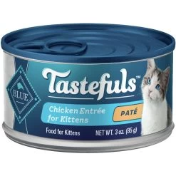 Blue Buffalo Tastefuls Chicken Entrée Kitten Pate Wet Cat Food, 3-oz Can, Case Of 24