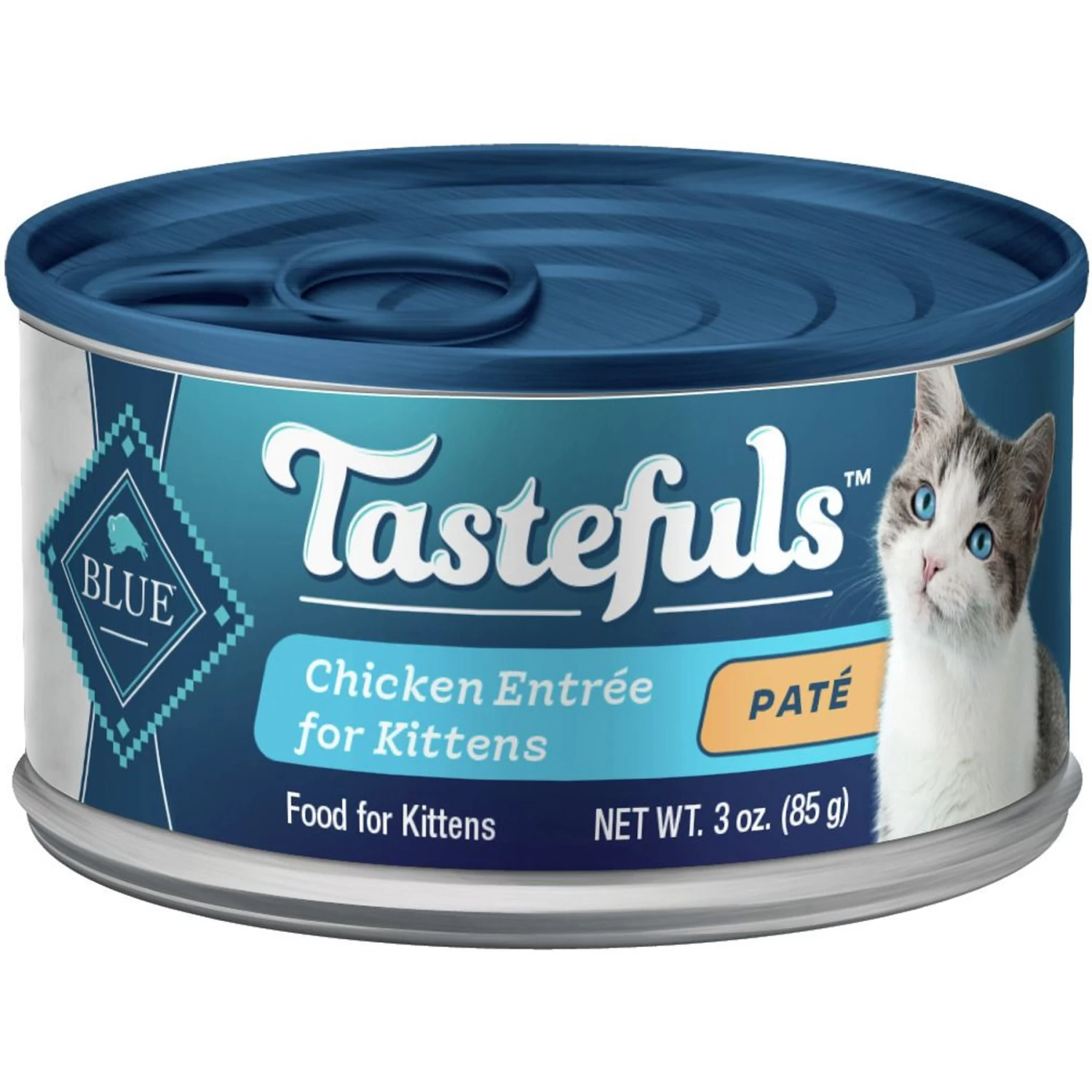 Blue Buffalo Tastefuls Chicken Entrée Kitten Pate Wet Cat Food, 3-oz Can, Case Of 24