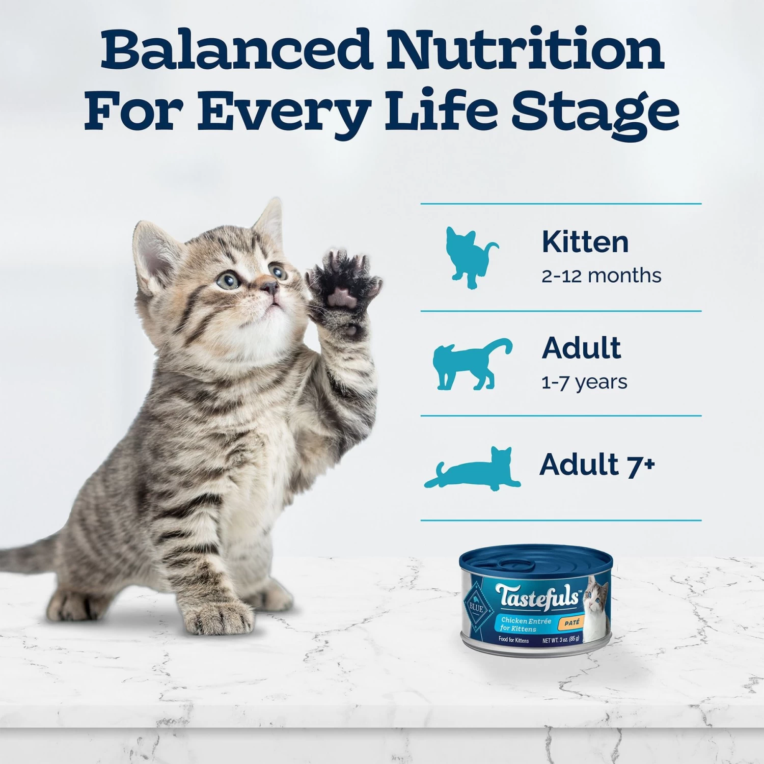 Blue Buffalo Tastefuls Chicken Entrée Kitten Pate Wet Cat Food, 3-oz Can, Case Of 24 - Image 8