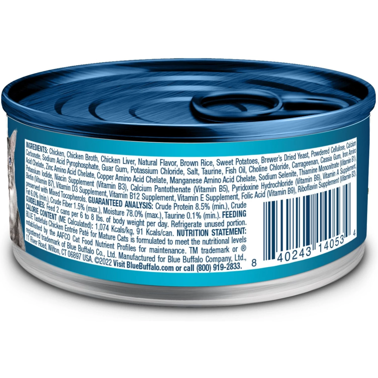 Blue Buffalo Tastefuls Chicken Entrée Mature Cats Pate Wet Cat Food, 3-oz Can, Case Of 24 - Image 2