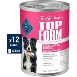 Blue Buffalo True Solutions Top Form Active Breed Wholesome Grains Adult Wet Dog Food, 12.5-oz Can, Case Of 12