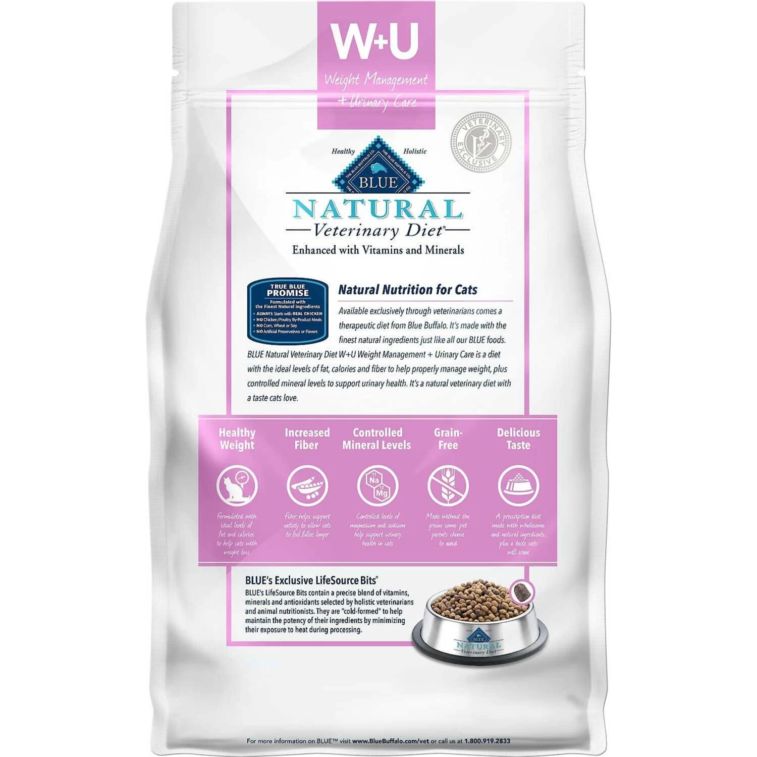 Blue Buffalo Natural Veterinary Diet W+U Weight Management + Urinary Care Grain-Free Wet Cat Food & Blue Buffalo Natural Veterinary Diet W+U Weight Management + Urinary Care Grain-Free Dry Cat Food - Image 5