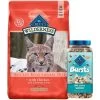 Blue Buffalo Wilderness Indoor Hairball & Weight Control Chicken Recipe Grain-Free Dry Cat Food & Blue Buffalo Bursts With Savory Seafood Cat Treats