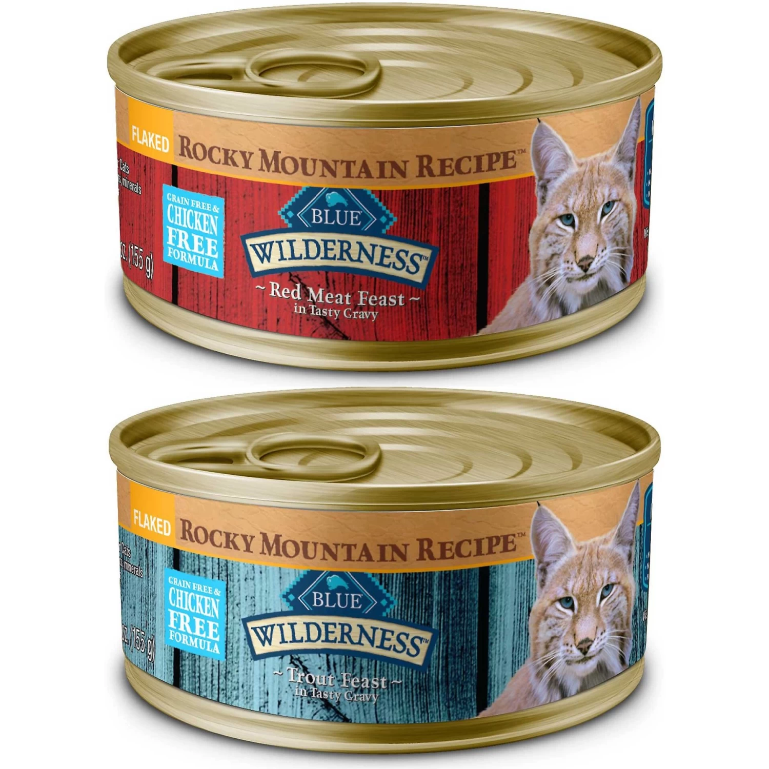 Blue Buffalo Wilderness Rocky Mountain Recipe Flaked Red Meat Feast Adult Grain-Free Canned Cat Food & Blue Buffalo Wilderness Rocky Mountain Recipe Flaked Trout Feast Adult Grain-Free Canned Cat Food