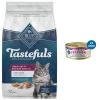Blue Buffalo Tastefuls Hairball Control Natural Chicken & Brown Rice Recipe Adult 7+ Dry Cat Food & Blue Buffalo Freedom Indoor Mature Chicken Recipe Grain-Free Canned Cat Food