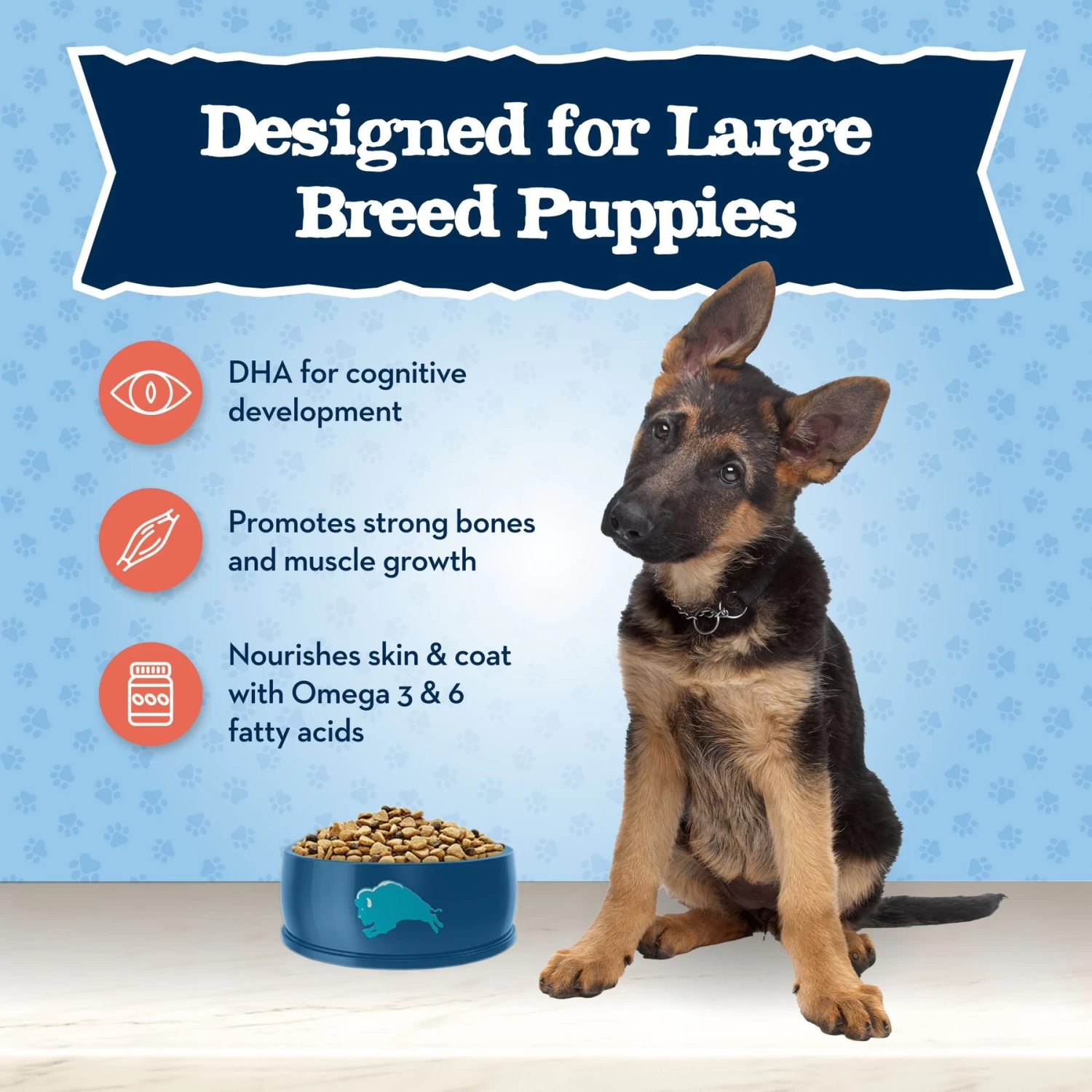 Blue Buffalo Baby Blue Large Breed Healthy Growth Formula Natural Chicken & Brown Rice Recipe Puppy Dry Food, 24-lb Bag - Image 4