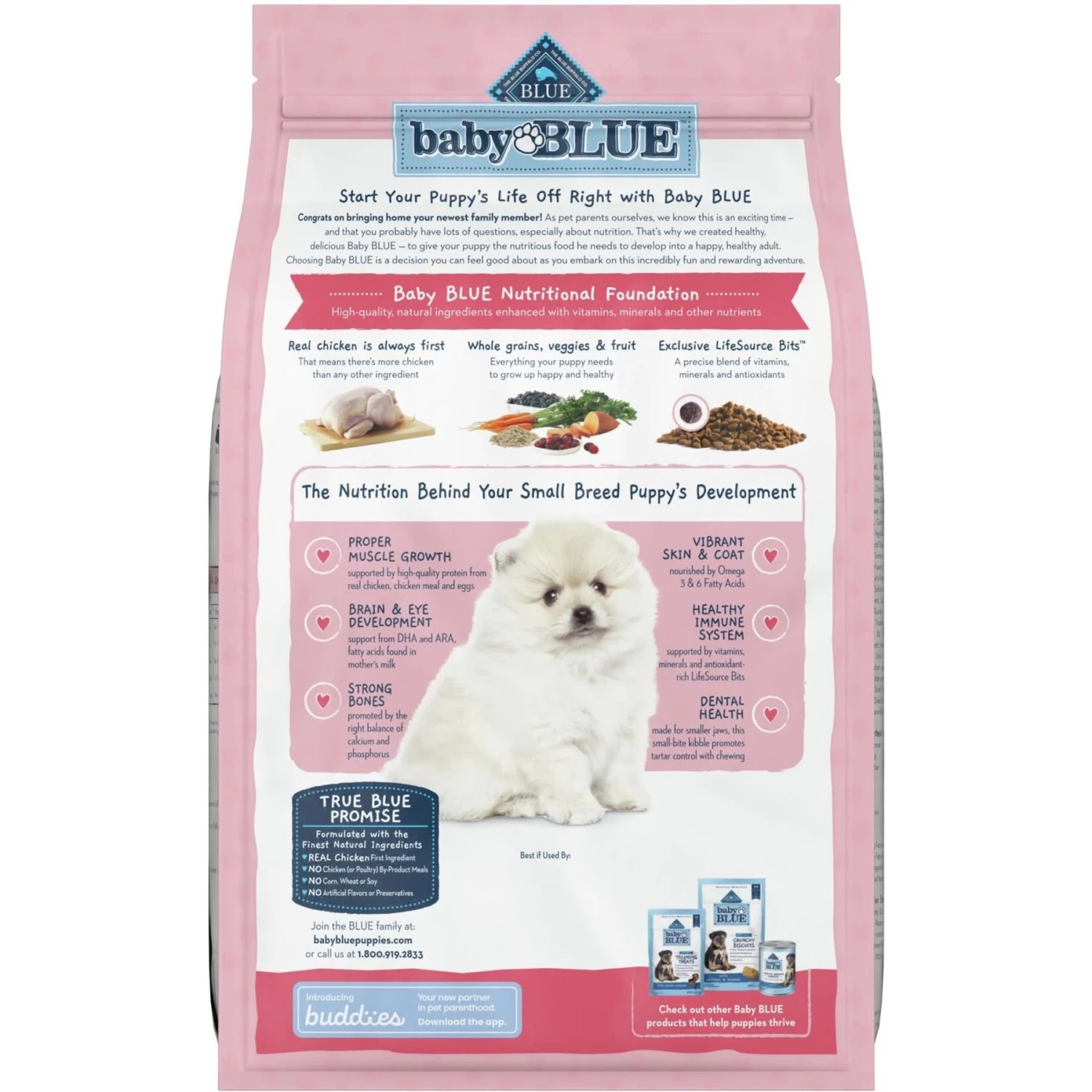 Blue Buffalo Baby Blue Small Breed Healthy Growth Formula Natural Chicken & Oatmeal Rice Recipe Puppy Dry Food, 4-lb Bag - Image 2