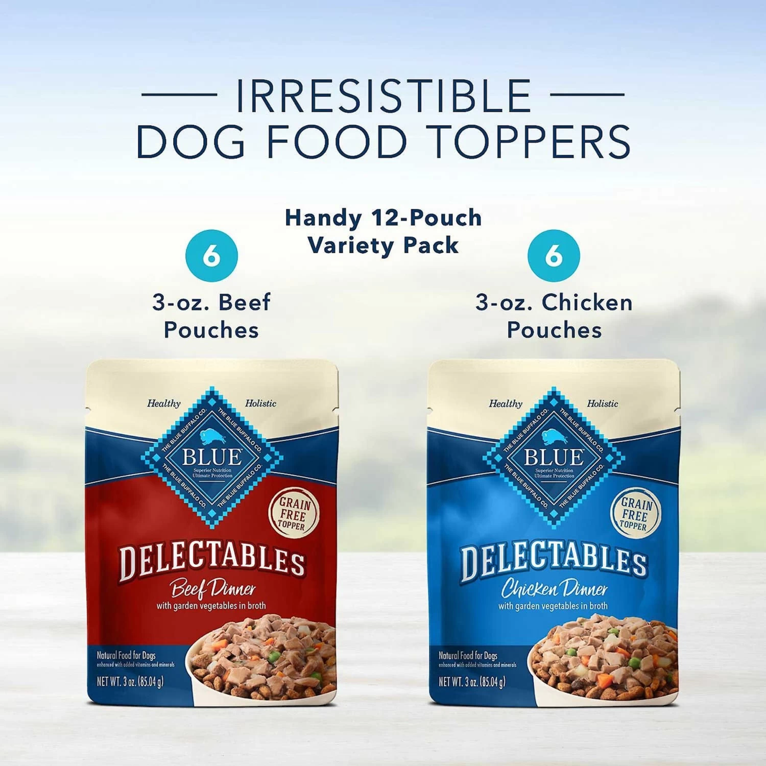 Blue Buffalo Delectables Chicken & Beef Dinner Variety Pack Grain-Free Wet Dog Food Topper, 3-oz Pouches, Case Of 12 & Blue Buffalo Freedom Adult Chicken Recipe Grain-Free Dry Dog Food - Image 4