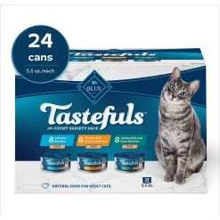 Blue Buffalo Tastefuls Chicken & Pate Cat Food, 5.5-oz Can, 24 Count