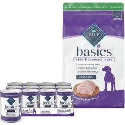 Blue Buffalo Basics Skin & Stomach Care Grain-Free Formula Turkey & Potato Recipe Adult Dry Dog Food & Blue Buffalo Basics Skin & Stomach Care Grain-Free Turkey & Potato Recipe Canned Dog Food