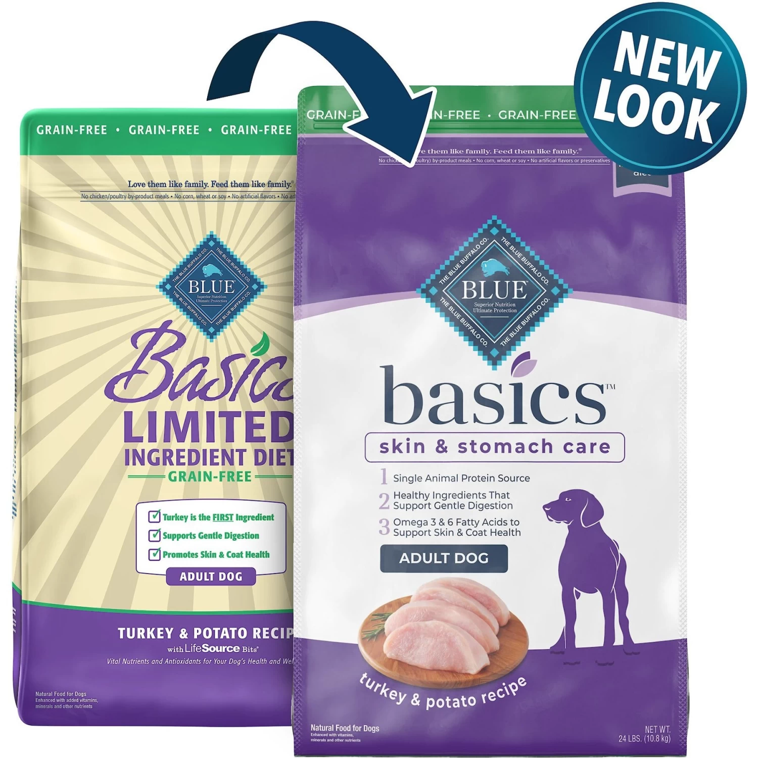 Blue Buffalo Basics Skin & Stomach Care Grain-Free Formula Turkey & Potato Recipe Adult Dry Dog Food & Blue Buffalo Basics Skin & Stomach Care Grain-Free Turkey & Potato Recipe Canned Dog Food - Image 2
