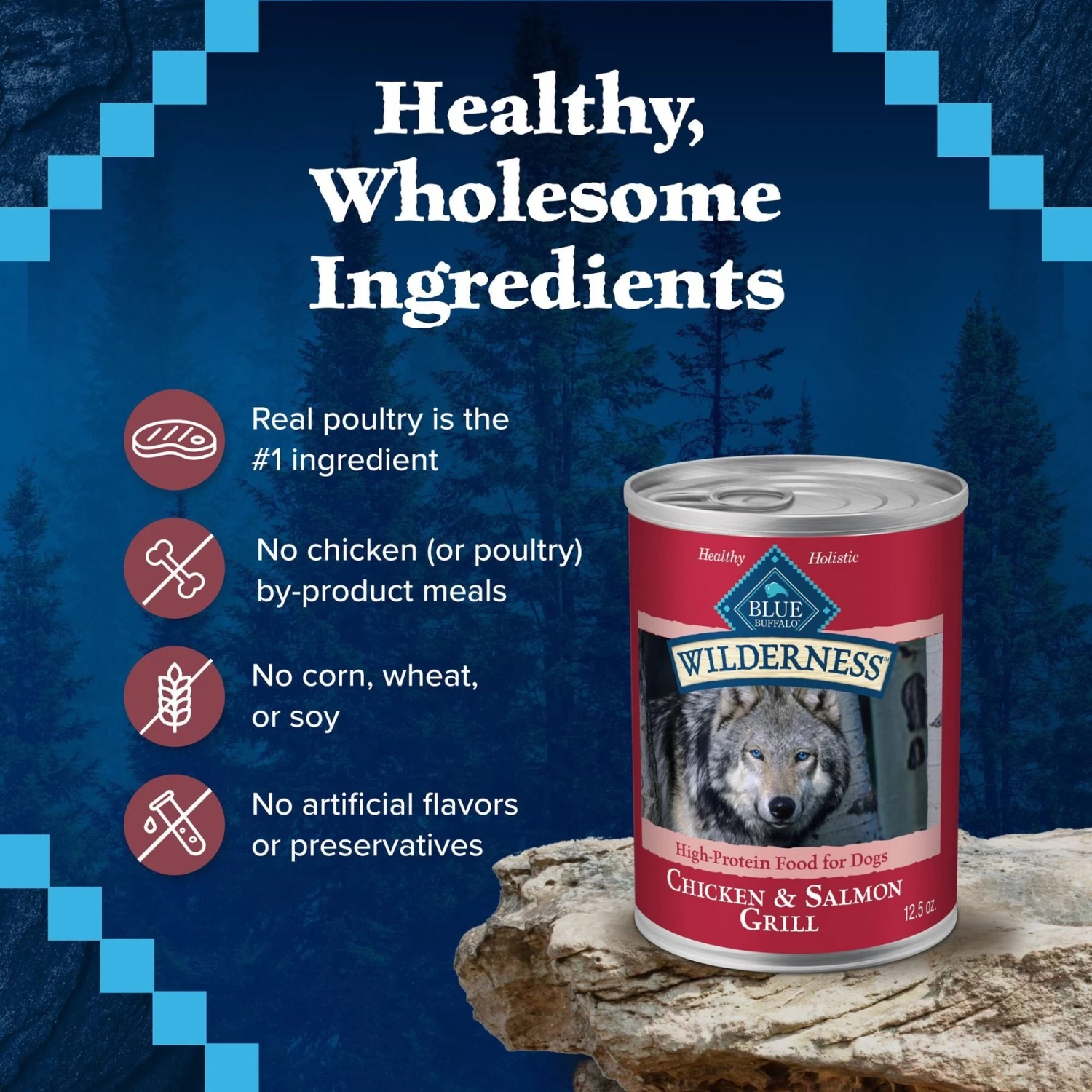 Blue Buffalo Wilderness Salmon & Chicken Grill Grain-Free Canned Dog Food - Image 6