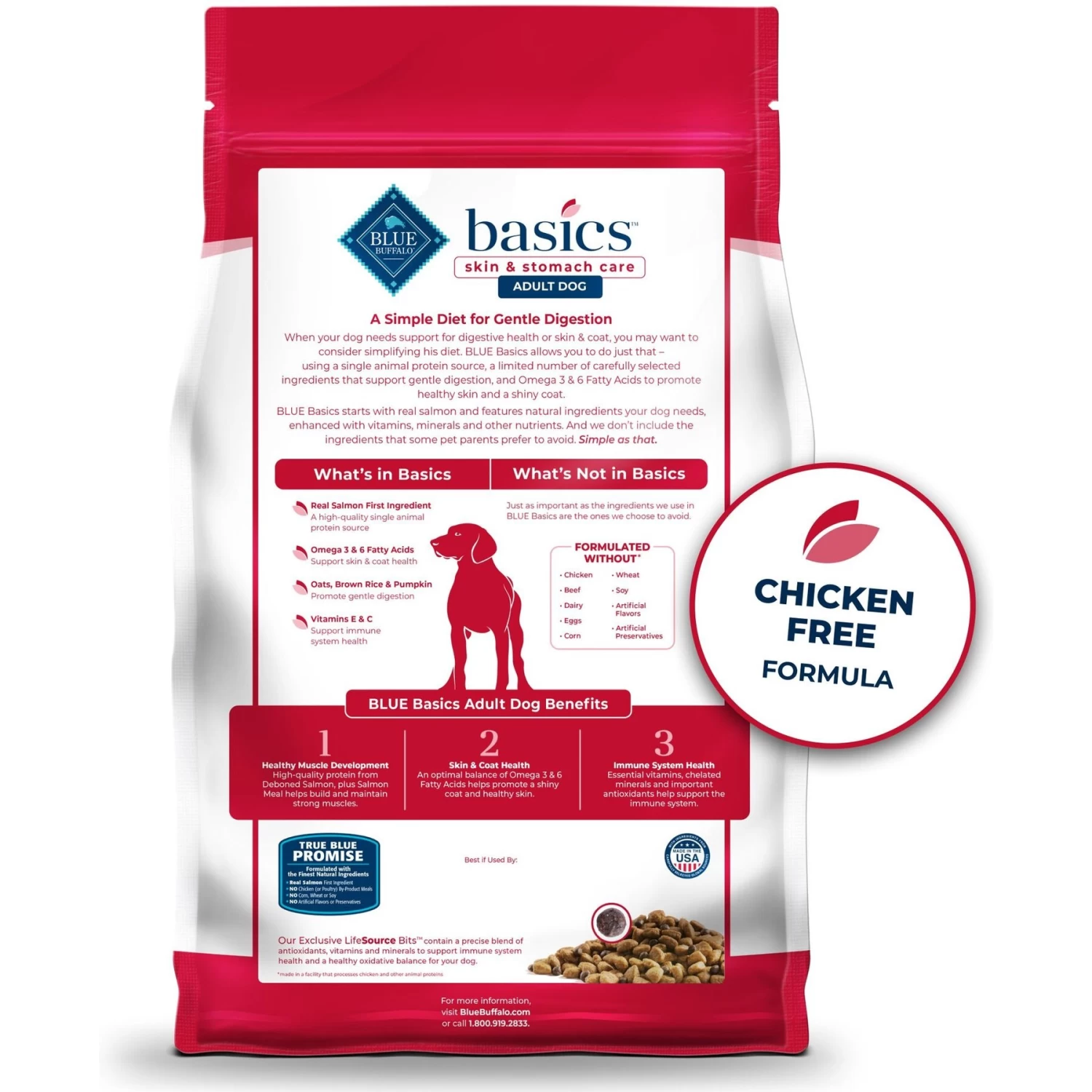 Blue Buffalo Basics Skin & Stomach Care Salmon & Potato Recipe Adult Dry Dog Food - Image 2