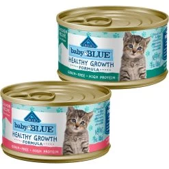 Blue Buffalo Baby Blue Healthy Growth Formula Grain-Free High Protein Chicken Recipe Kitten Wet Food, 3-oz Cans, Case Of 24 & Blue Buffalo Baby Blue Healthy Growth Formula Grain-Free High Protein Salmon Recipe Kitten Wet Food, 3-oz Cans, Case Of 24