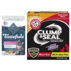 Blue Buffalo Tastefuls Sensitive Stomach Natural Chicken Adult Dry Cat Food & Arm & Hammer Litter Clump & Seal Multi-Cat Scented Clumping Clay Cat Litter