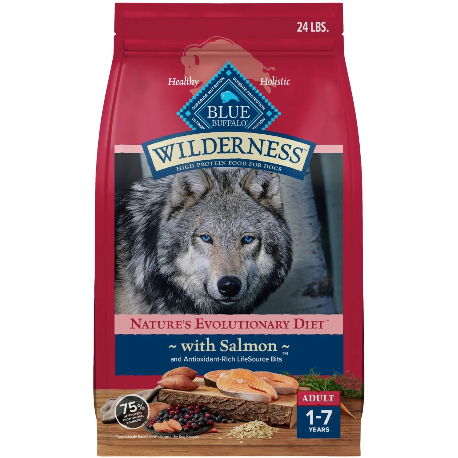 Blue Buffalo Wilderness Adult High Protein Natural Salmon & Wholesome Grains Dry Dog Food