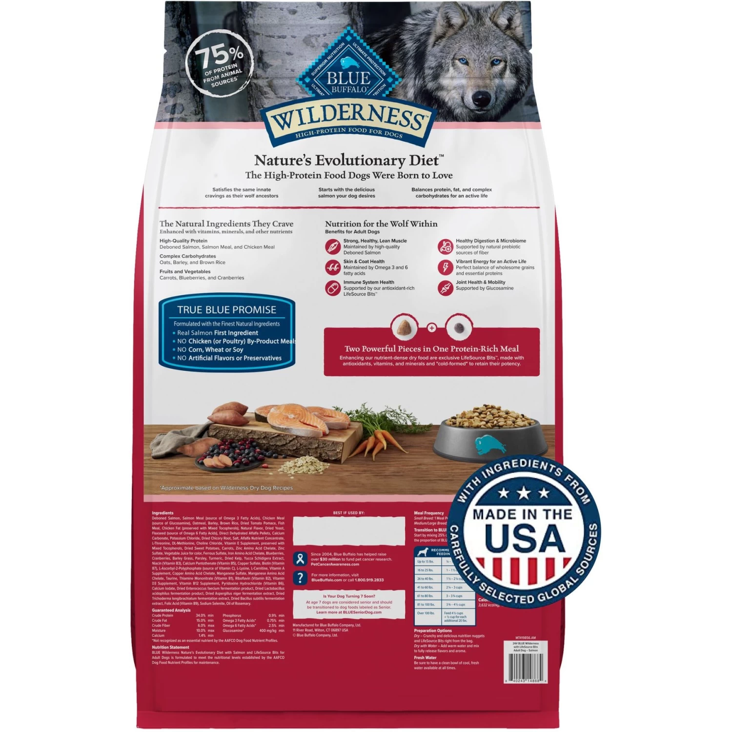 Blue Buffalo Wilderness Adult High Protein Natural Salmon & Wholesome Grains Dry Dog Food - Image 2