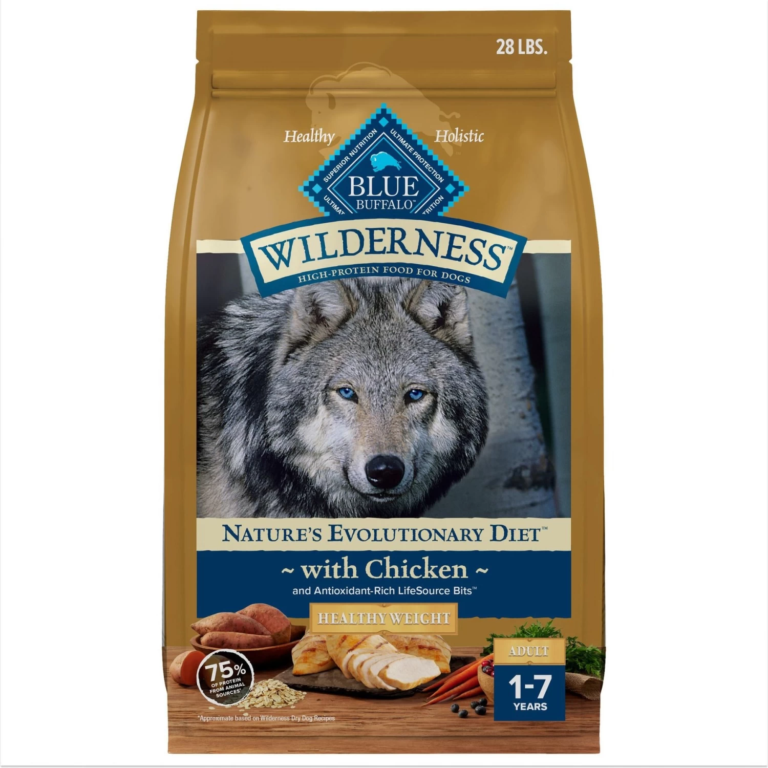 Blue Buffalo Wilderness Healthy Weight Adult High Protein Natural Chicken & Wholesome Grains Dry Dog Food