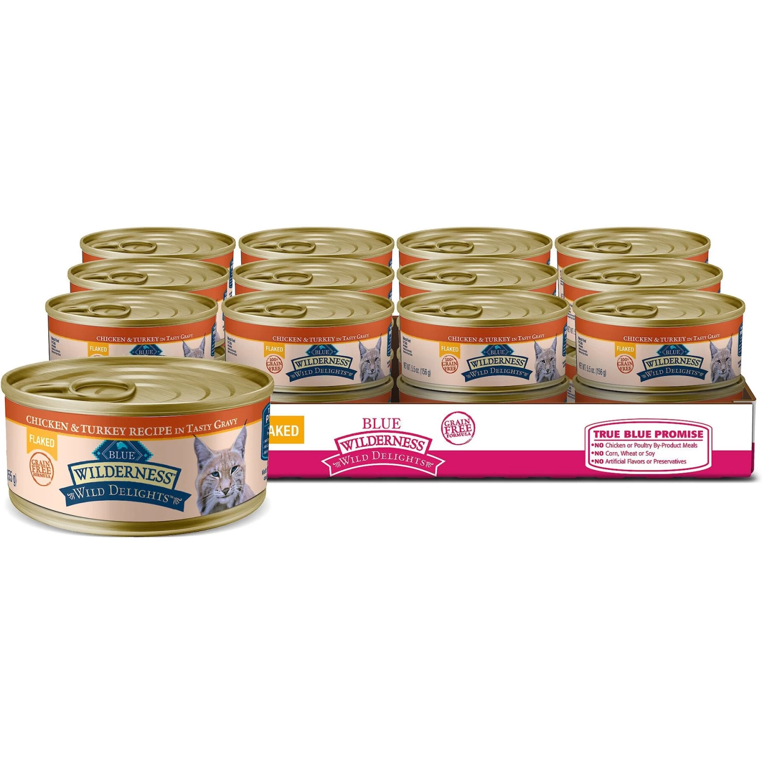 Blue Buffalo Wilderness Wild Delights Flaked Chicken & Turkey Grain-Free Canned Cat Food