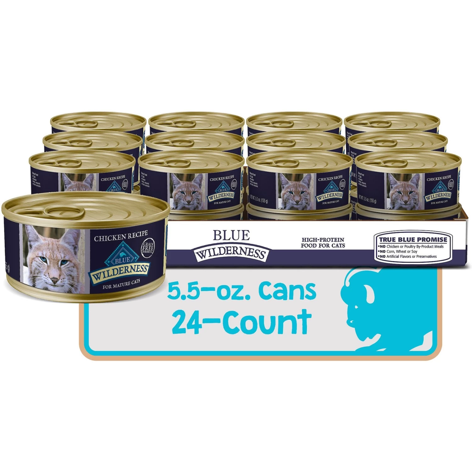 Blue Buffalo Wilderness Mature Chicken Recipe Grain-Free Canned Cat Food - Image 2