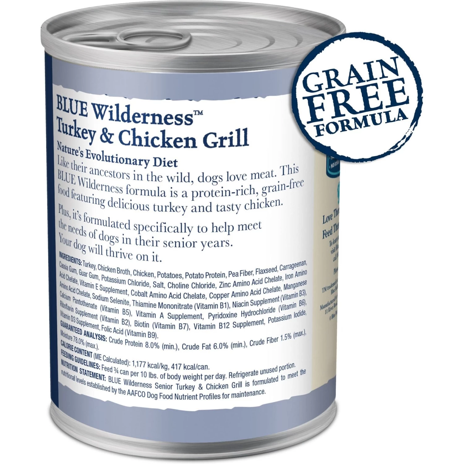 Blue Buffalo Wilderness Turkey & Chicken Grill Grain-Free Senior Canned Dog Food - Image 2