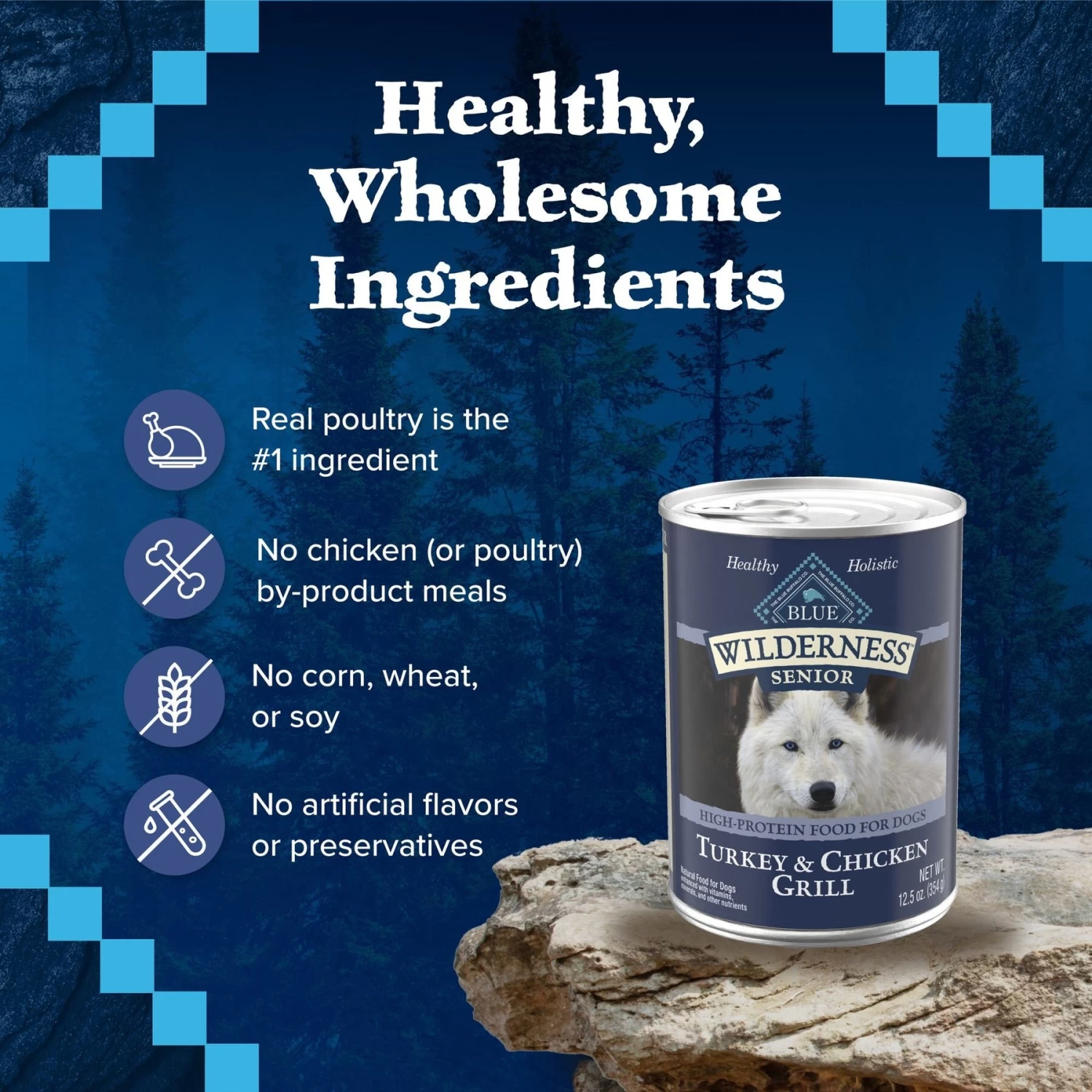 Blue Buffalo Wilderness Turkey & Chicken Grill Grain-Free Senior Canned Dog Food - Image 6