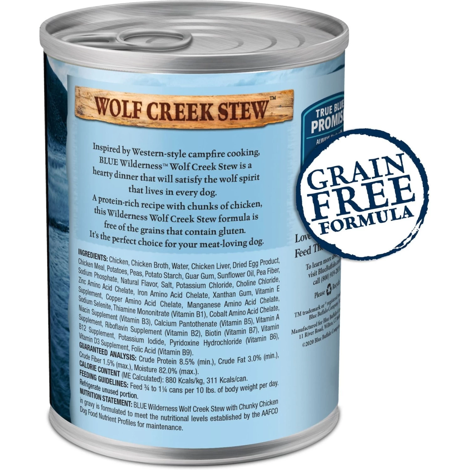 Blue Buffalo Wilderness Wolf Creek Stew Chunky Chicken Stew Grain-Free Adult Canned Dog Food - Image 2