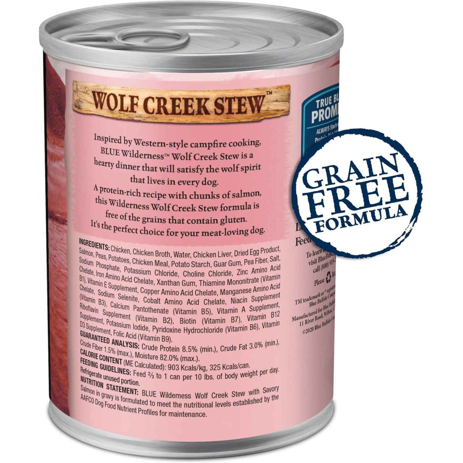 Blue Buffalo Wilderness Wolf Creek Stew Savory Salmon Stew Grain-Free Adult Canned Dog Food - Image 2