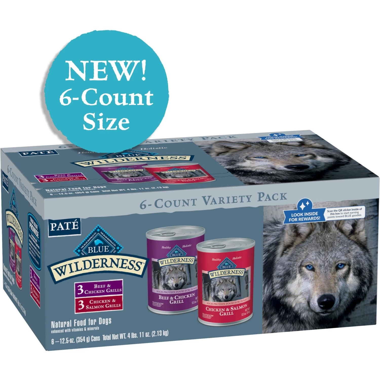 Blue Buffalo Wilderness Beef & Salmon Variety Pack Wet Dog Food & Blue Buffalo Life Protection Formula Large Breed Adult Chicken & Brown Rice Recipe Dry Dog Food - Image 2