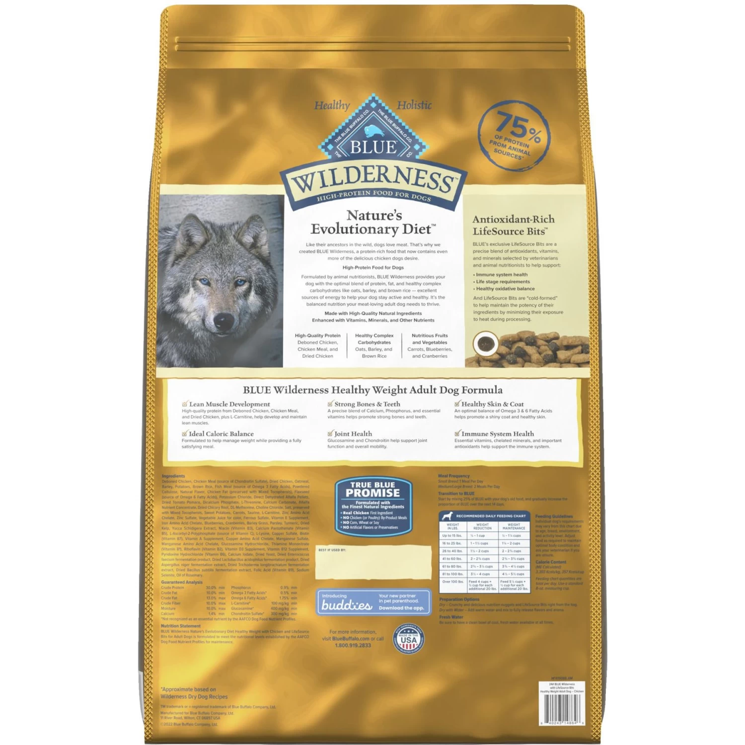 Blue Buffalo Wilderness Healthy Weight Adult High Protein Natural Chicken & Wholesome Grains Dry Dog Food & Blue Buffalo Wilderness Trail Treats Grain-Free Duck Biscuits Dog Treats - Image 3