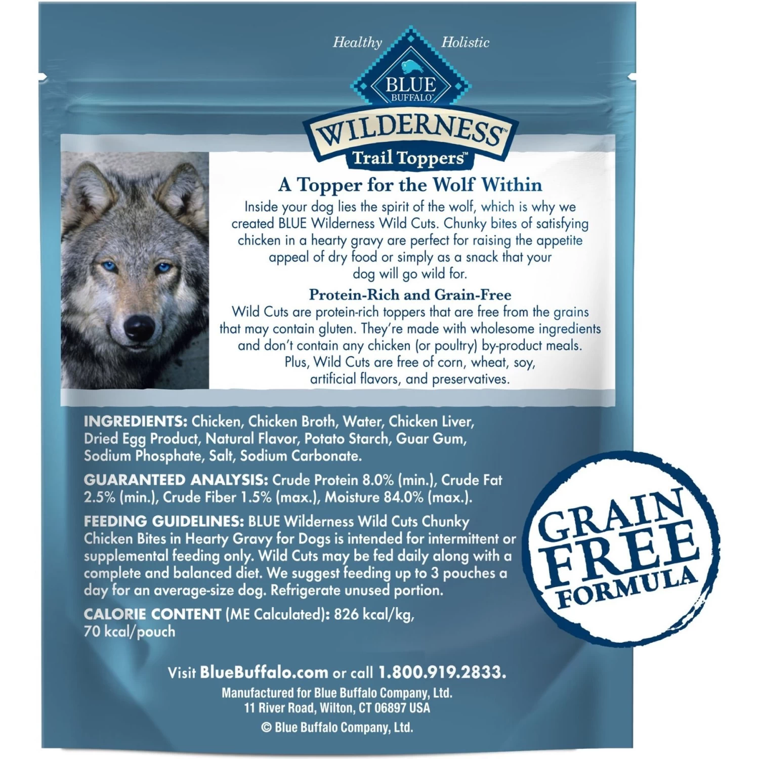 Blue Buffalo Wilderness Trail Toppers Wild Cuts Chunky Chicken Bites In Hearty Gravy Grain-Free Dog Food Topper - Image 2