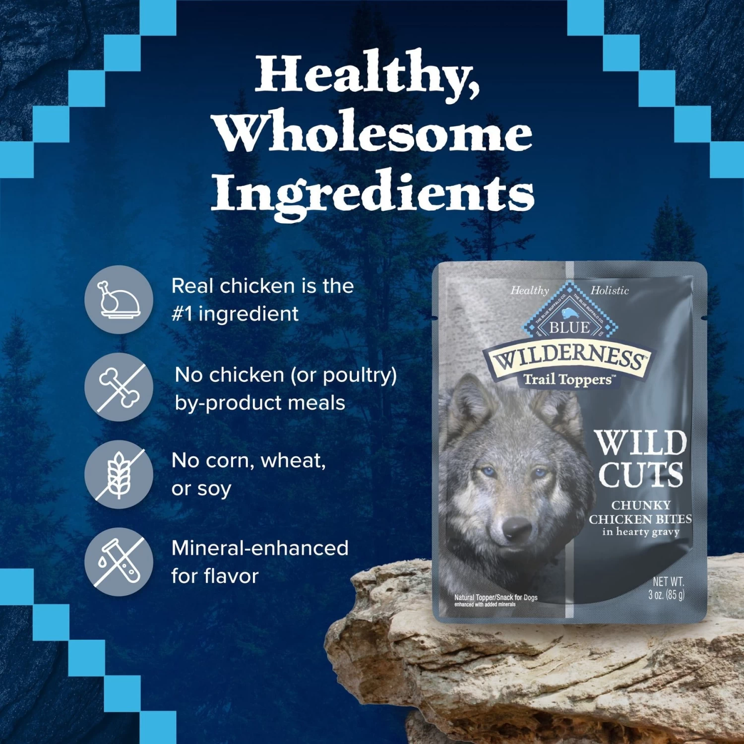Blue Buffalo Wilderness Trail Toppers Wild Cuts Chunky Chicken Bites In Hearty Gravy Grain-Free Dog Food Topper - Image 6