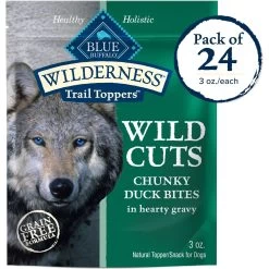 Blue Buffalo Wilderness Trail Toppers Wild Cuts Chunky Duck Bites In Hearty Gravy Grain-Free Dog Food Topper