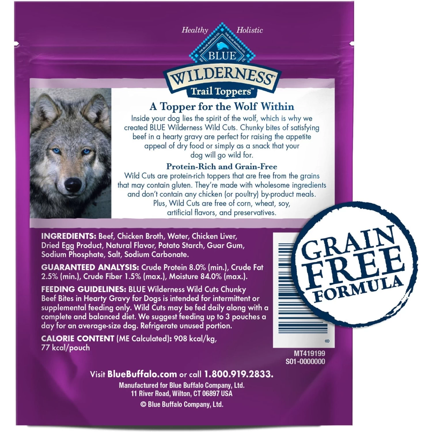 Blue Buffalo Wilderness Trail Toppers Wild Cuts Chunky Beef Bites In Hearty Gravy Grain-Free Dog Food Topper - Image 2