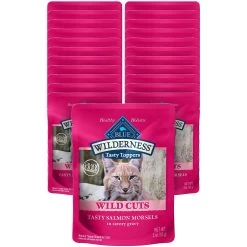 Blue Buffalo Wilderness Tasty Toppers Wild Cuts Tasty Salmon Morsels In Savory Gravy Grain-Free Cat Food Topper