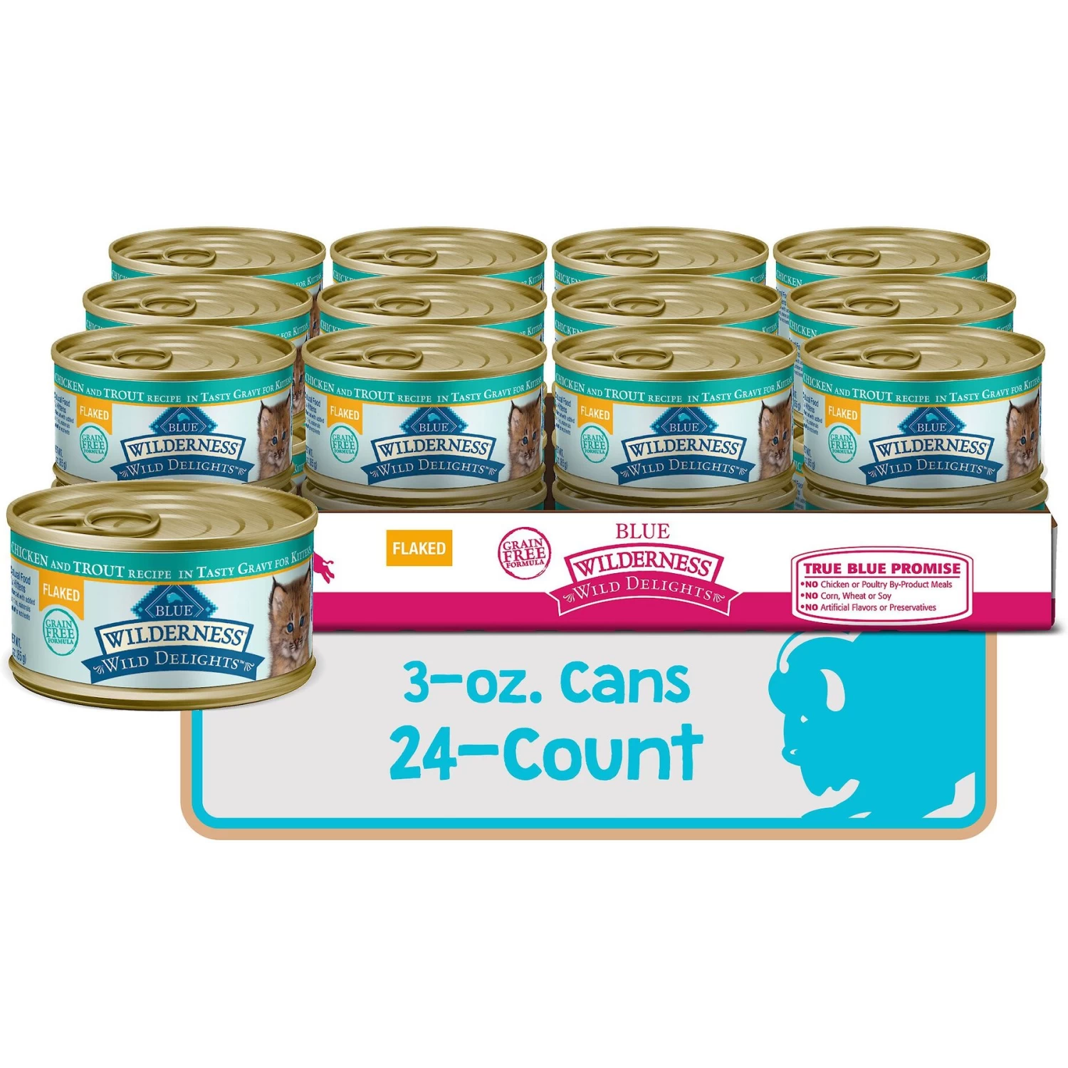 Blue Buffalo Wilderness Wild Delights Flaked Chicken & Trout In Tasty Gravy For Kittens Grain-Free Canned Cat Food - Image 2