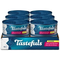 Blue Buffalo Tastefuls Natural Flaked Fish & Shrimp Entree In Gravy Wet Cat Food, 5.5-oz Can, Case Of 12