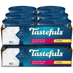 Blue Buffalo Tastefuls Natural Flaked Wet Fish & Shrimp Entree In Gravy Cat Food, 3-oz Can, Case Of 12