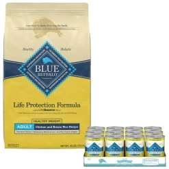 Blue Buffalo Life Protection Formula Healthy Weight Adult Chicken & Brown Rice Recipe Dry Dog Food & Blue Buffalo Homestyle Recipe Healthy Weight Chicken Dinner With Garden Vegetables & Brown Rice Canned Dog Food