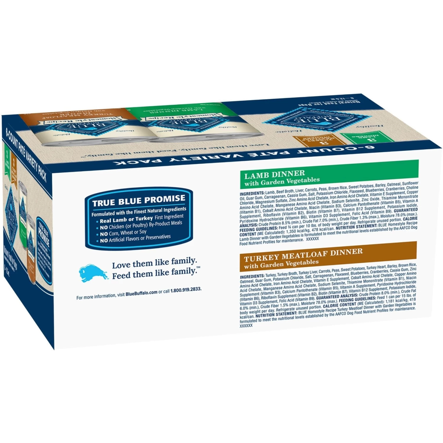 Blue Buffalo Homestyle Recipe Variety Pack Adult Lamb & Turkey Canned Dog Food, 12.5-oz, Case Of 6 - Image 2