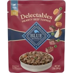 Blue Buffalo Delectables Beef Dinner Natural Wet Dog Food, 3-oz Pouch, Case Of 24