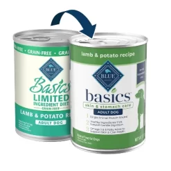 Blue Buffalo Basics Basics Skin & Stomach Care Grain Free Natural Wet Dog Food Lamb & Potato Recipe Adult - 12.5oz/12ct Pack