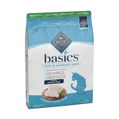 Blue Buffalo Basics Skin & Stomach Care Grain Free Natural Indoor With Fish & Potato Adult Dry Cat Food - 11lbs - Image 5